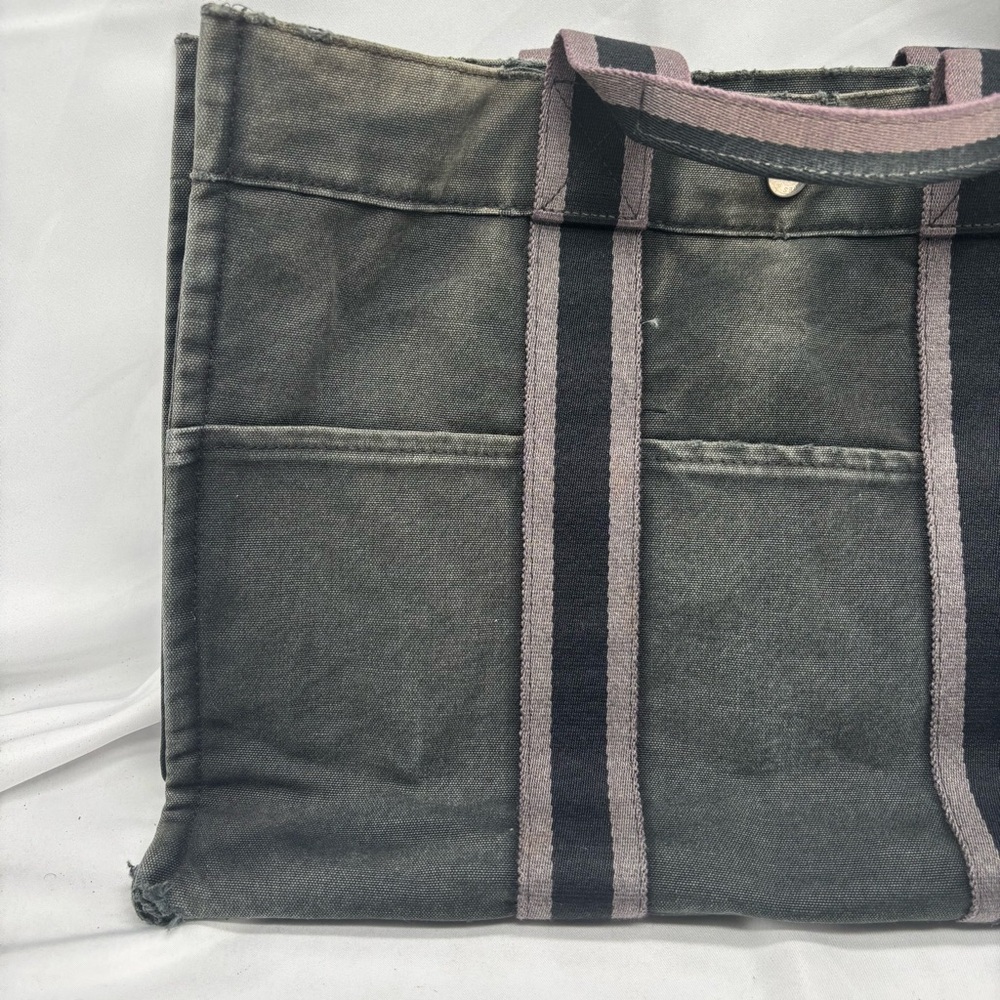 Authentic Hermès Fourre PM Canvas Navy & Grey Mini Tote Bag - Picture 2 of 6
